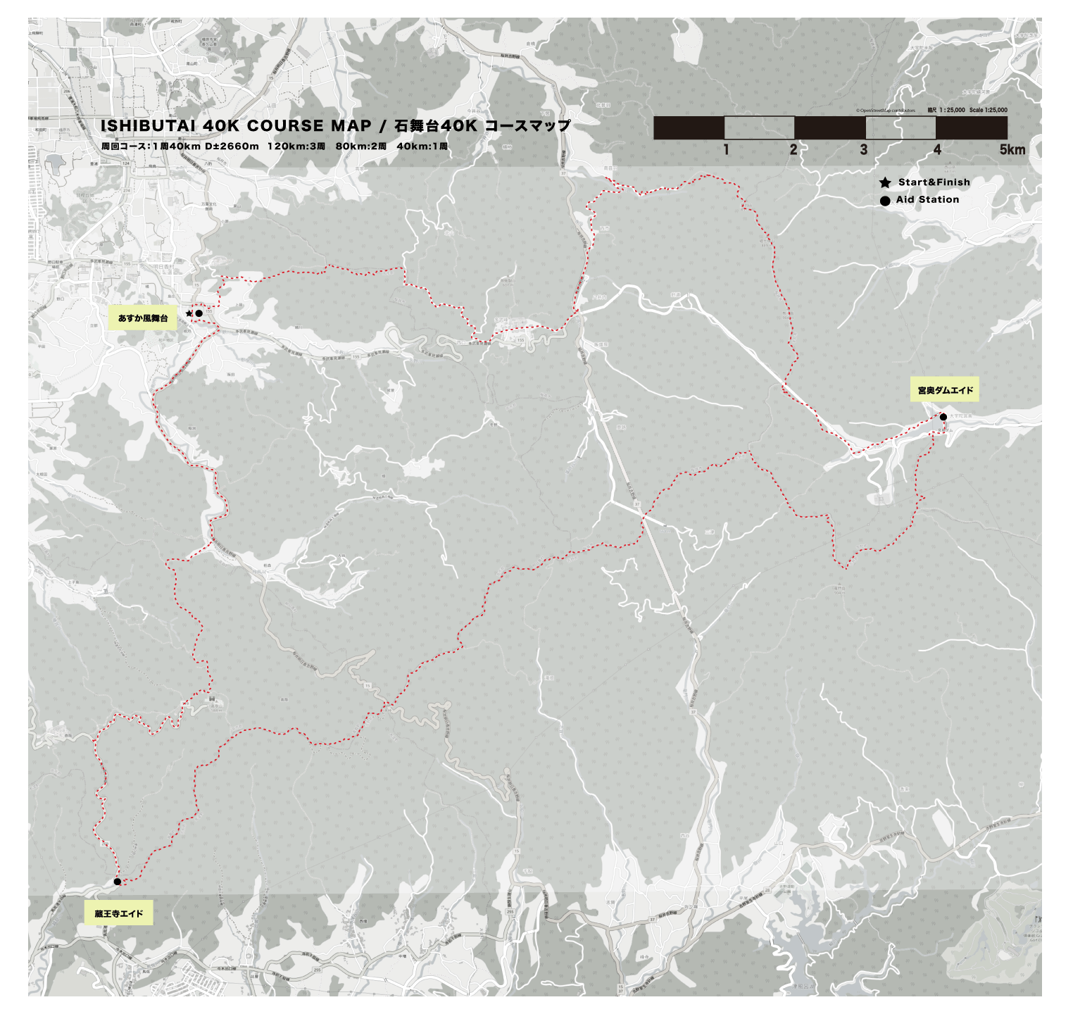石舞台40k コース標高図